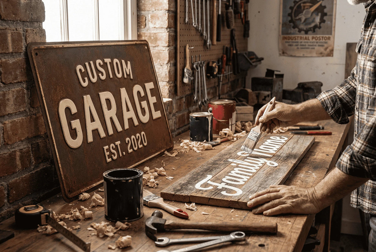 Hardworking Sign This Garage Belongs to a Hardworking Man | Personalized Metal Sign ...