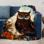 Retro Owl Thin Blanket Lightweight Flannel Throw For Sofa Bed Travel Camping Livingroom Office Couch Chair And Bed Digital Printing Fleece Blanket With Soft And Warm Flannel Fabric Picnic Set Ceramic Christmas Coffee Mug Lid Tree Straw