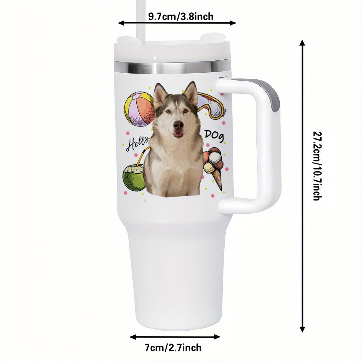 Personalized Pet Custom 40oz Handle Car Cup Insulated Stainless Steel Leakproof Travel Mug Reusable Coffee Cup for Outdoor Camping Driving Birthday Gift Portable