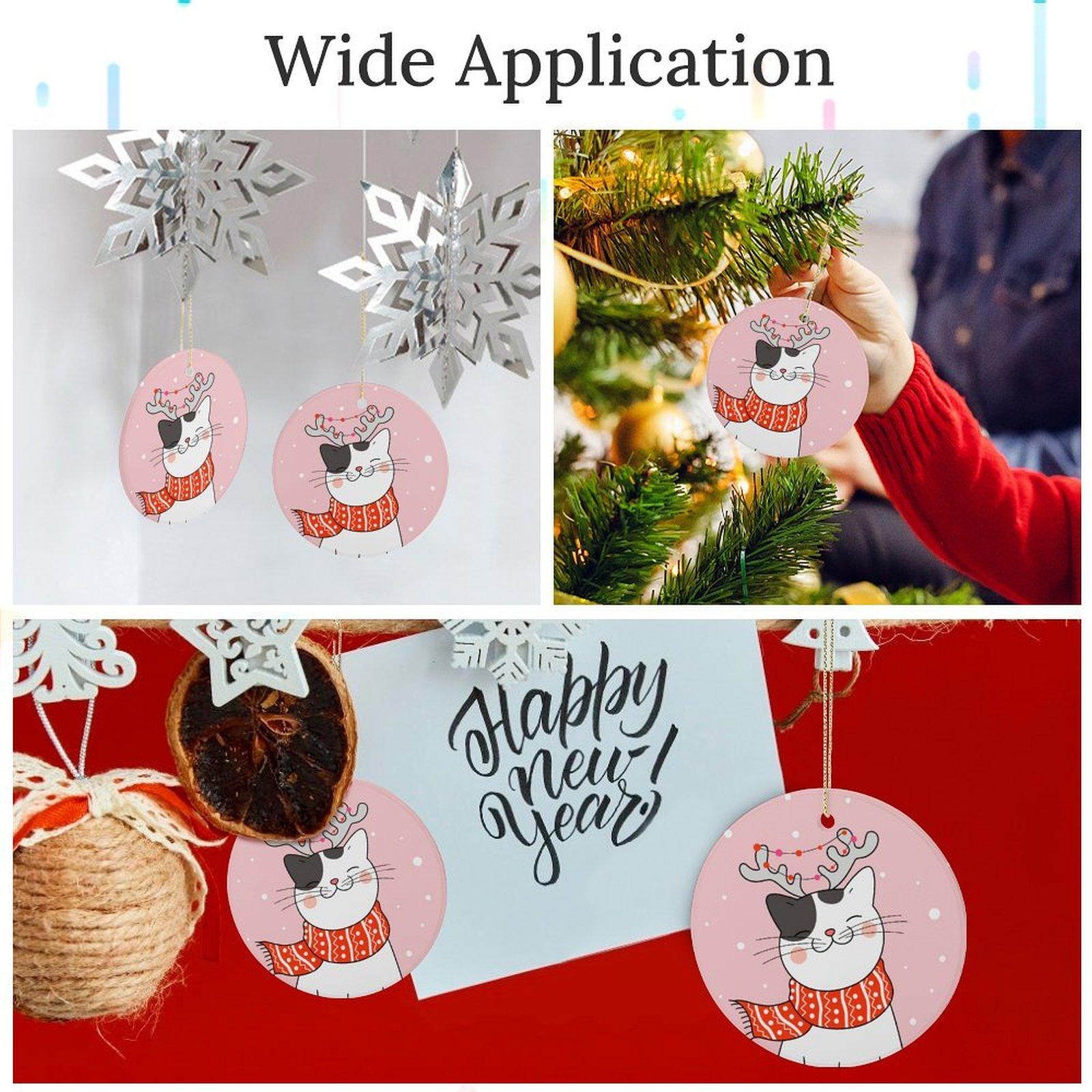 White Christmas Cat Ceramic Pendant with Scarf & Antlers - Reusable Holiday Ornament for , Home, Car & Bags | Festive Kitty Decor with Unique Winter Theme | Perfect Gift for Cat Lovers Camping Picnic Chair and Blanket Set Mug Straw