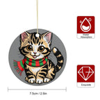 White Cat Ornament - Festive Ceramic