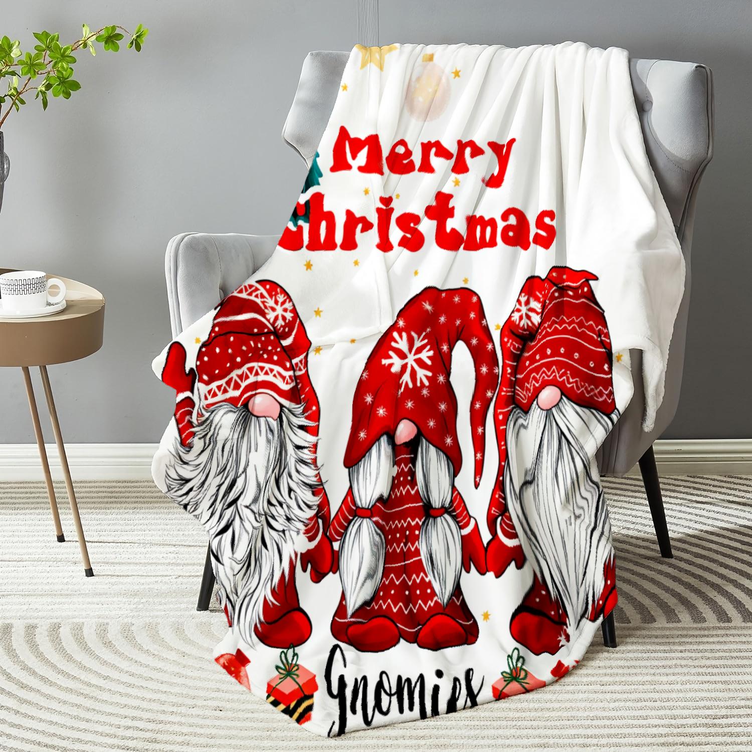 Cozy Christmas Santa Claus Print Blanket Lightweight Flannel Throw For Sofa Bed Travel Camping Living Room Office Couch Chair And Bed Digital Printing Fleece Blanket With Soft And Warm Flannel Fabric Gifts For Family Or Friends dwarf  blanket Picnic Set