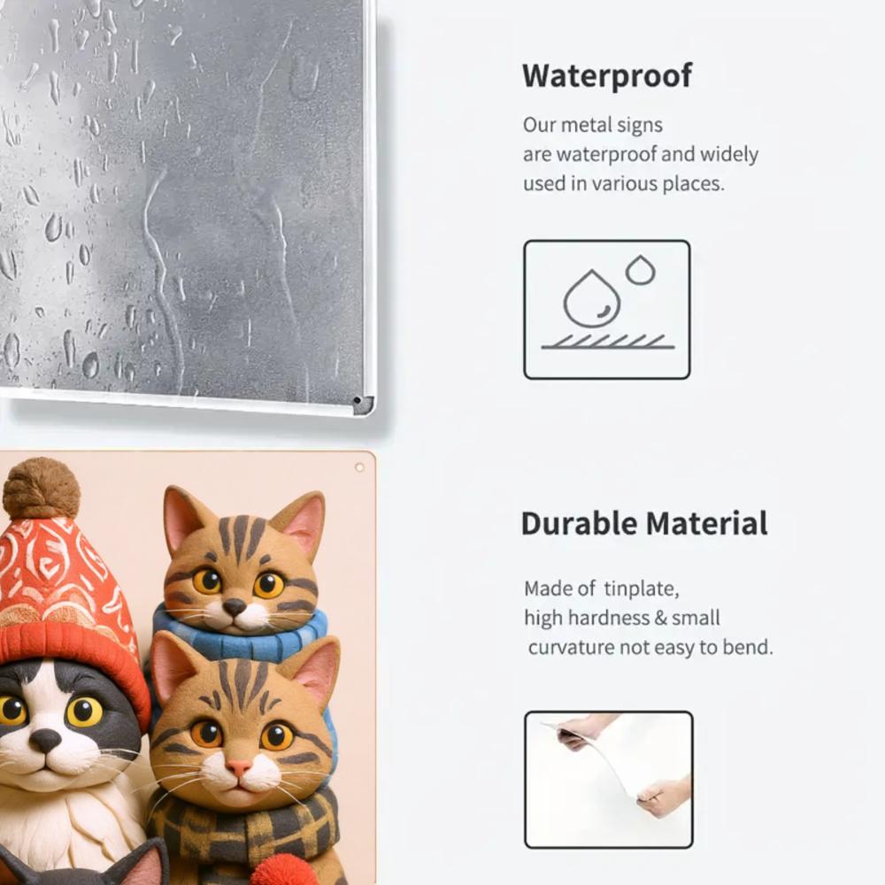 1pcs Iron sheet painting Cat Family Wall Art Decor Winter Hats And Scarves Pattern For Home Indoor Decoration Adorable Feline Fashions Cozy Touch Playful Whimsical Addition Camping Picnic Chair Blanket Set Christmas Tree Ceramic Mug with Straw