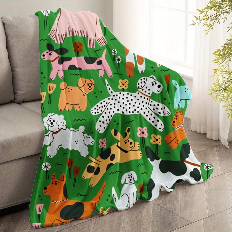 Dog Pattern Blanket - Jacquard Woven