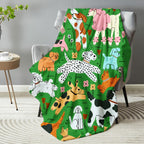 Dog Pattern Blanket - Jacquard Woven
