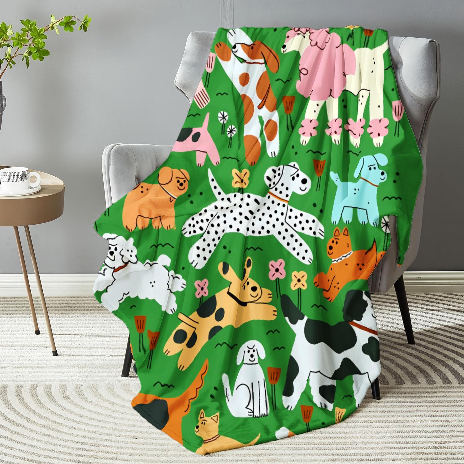 Dog Pattern Blanket - Jacquard Woven