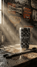 Faux Laser Engraved Mechanic Tumbler - 20/30/40oz Stainless Steel Travel Mug - "Diesel Power" Industrial Design - Rugged Gift for Men