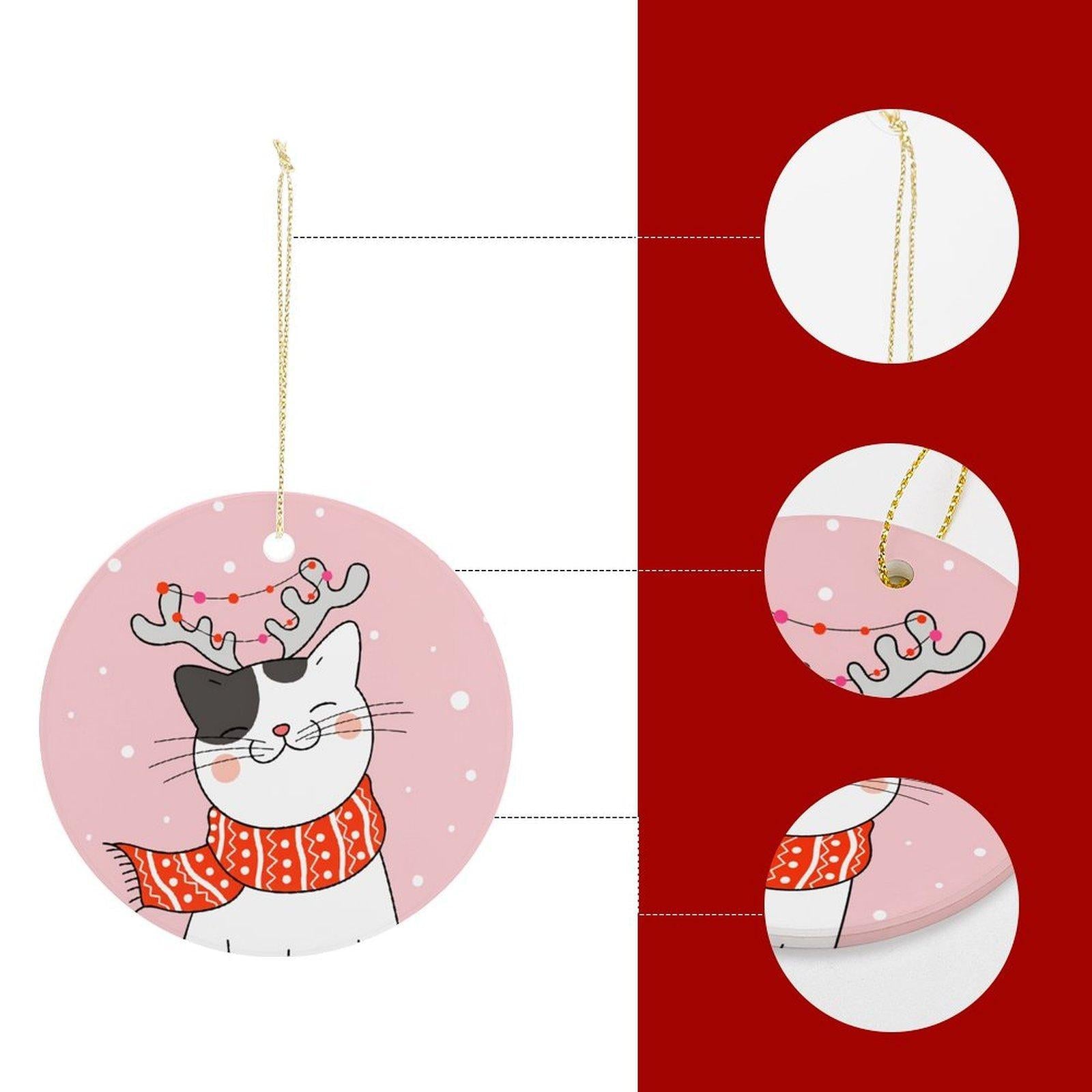 White Christmas Cat Ceramic Pendant with Scarf & Antlers - Reusable Holiday Ornament for , Home, Car & Bags | Festive Kitty Decor with Unique Winter Theme | Perfect Gift for Cat Lovers Camping Picnic Chair and Blanket Set Mug Straw