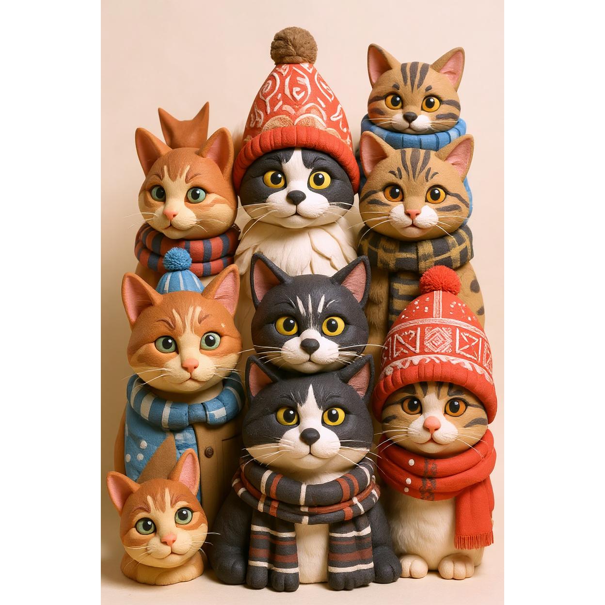1pcs Iron sheet painting Cat Family Wall Art Decor Winter Hats And Scarves Pattern For Home Indoor Decoration Adorable Feline Fashions Cozy Touch Playful Whimsical Addition Camping Picnic Chair Blanket Set Christmas Tree Ceramic Mug with Straw