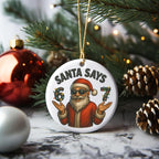 2D Flat, Funny Gen Z Teenager Santa Says 6 & 7 Number Ornament - Christmas Tree Decoration with 67 Slang, Fashion Glasses-Wearing Santa & 67 Number Plate - Gift for,, (Bohemian Style) Camping Picnic Chair and Blanket Set Ceramic Coffee Mug Lid Straw