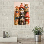Cat Family Metal Sign - Whimsical Wall Decor