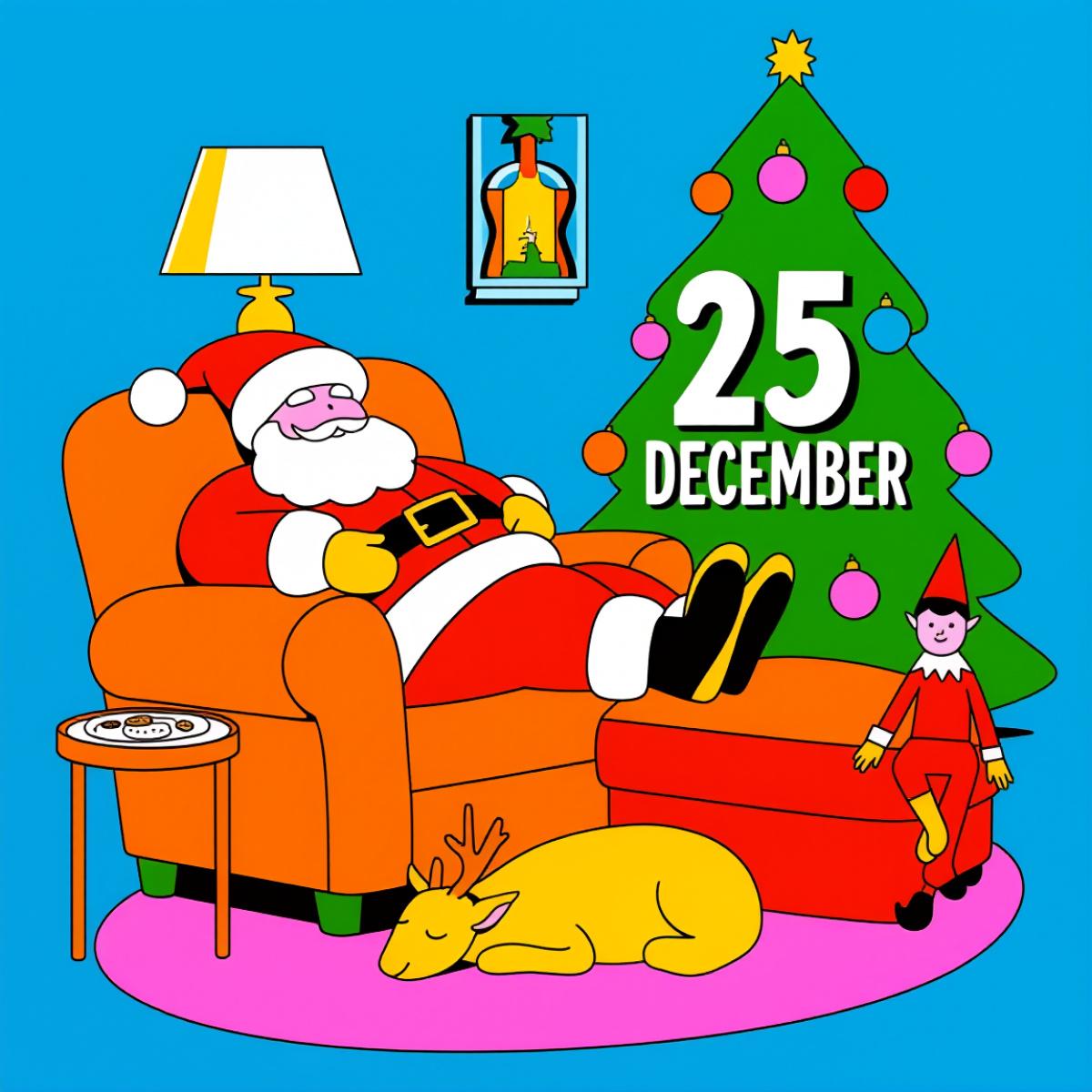 290g flannel blanket ‌   Christmas Throw Blanket Blue With Santa Claus Sleeping On Sofa Christmas Tree And 25 December Text For Home Decor And Holiday Season Camping Picnic Chair Set Ceramic Mug Straw