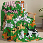 Dog Pattern Blanket - Jacquard Woven