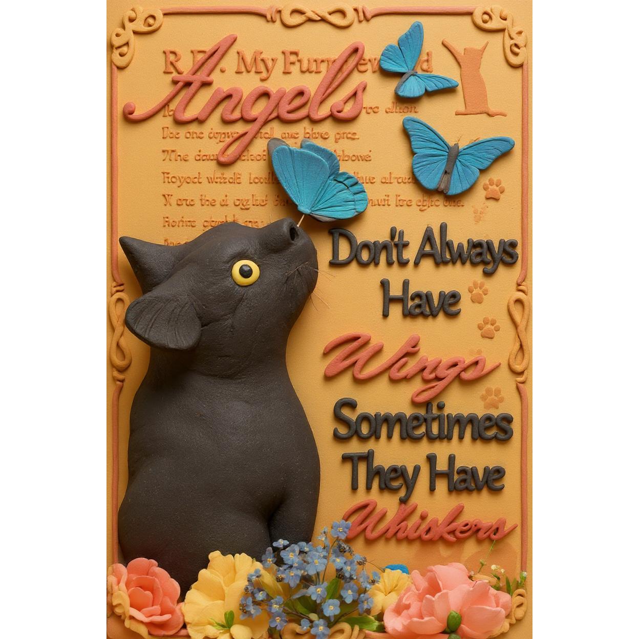 1pcs Iron sheet painting Cat Wall Plaque Black With Butterflies & Floral Design Angels Don't Always Have Wings Sometimes They Have Whiskers Pet Memorial Decor For Home Camping Picnic Chair and Blanket Set Christmas Tree Ceramic Mug Straw