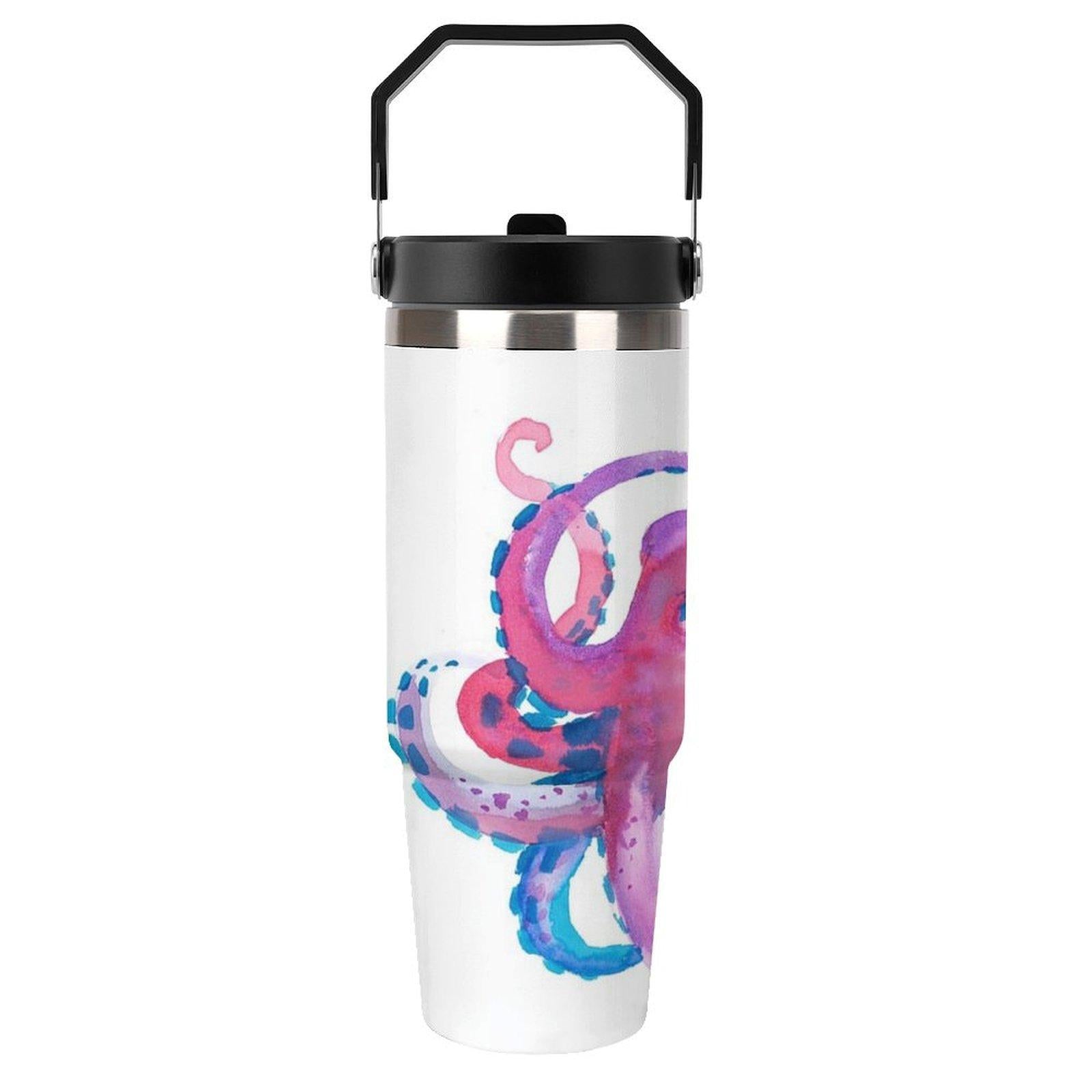 Large Capacity Car Cup Obstruct with Octopus Design Secure Handle for Easy Transport Ideal for Long Drives and Extended TripsCar cup-thermal mug-customizable patterns Camping Picnic Chair Blanket Setthermal mug Christmas Tree Ceramic Mug Straw
