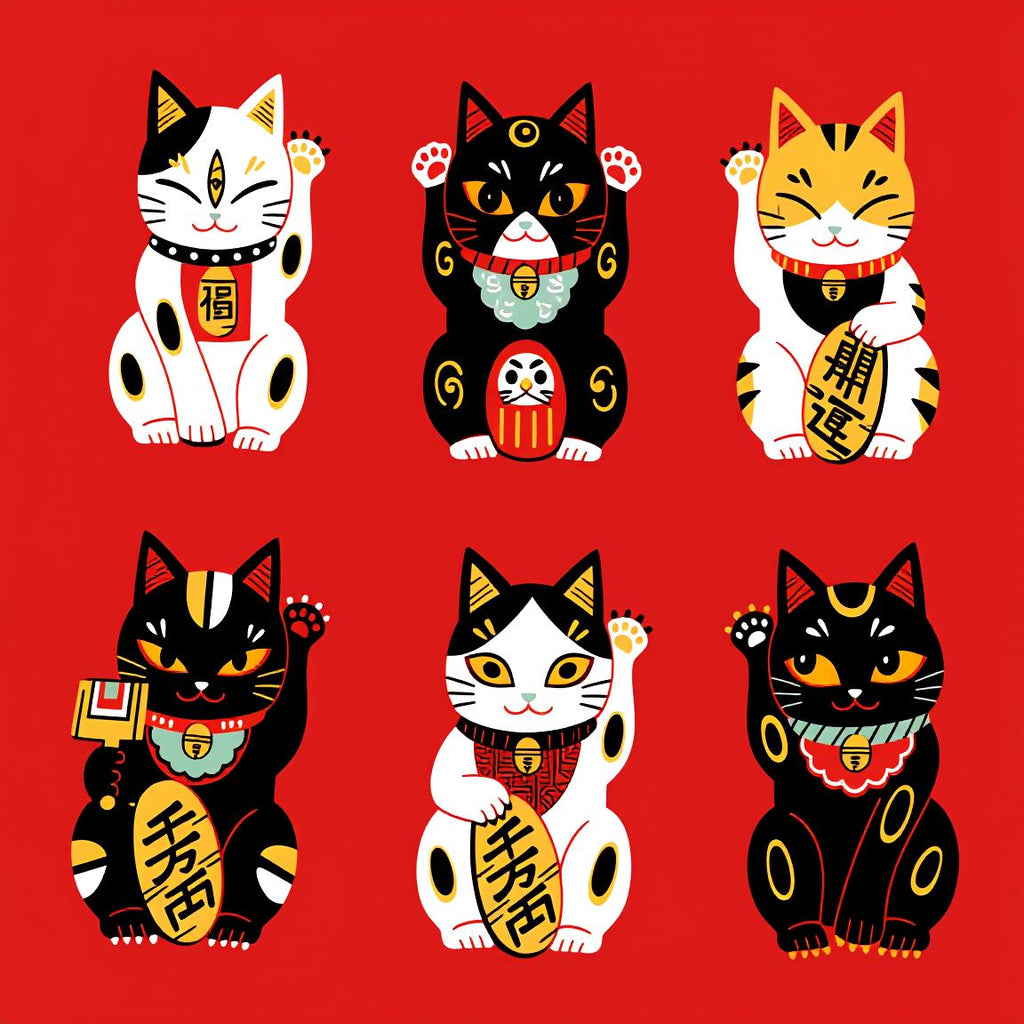 Lucky Cat Blanket - Soft Red Flannel