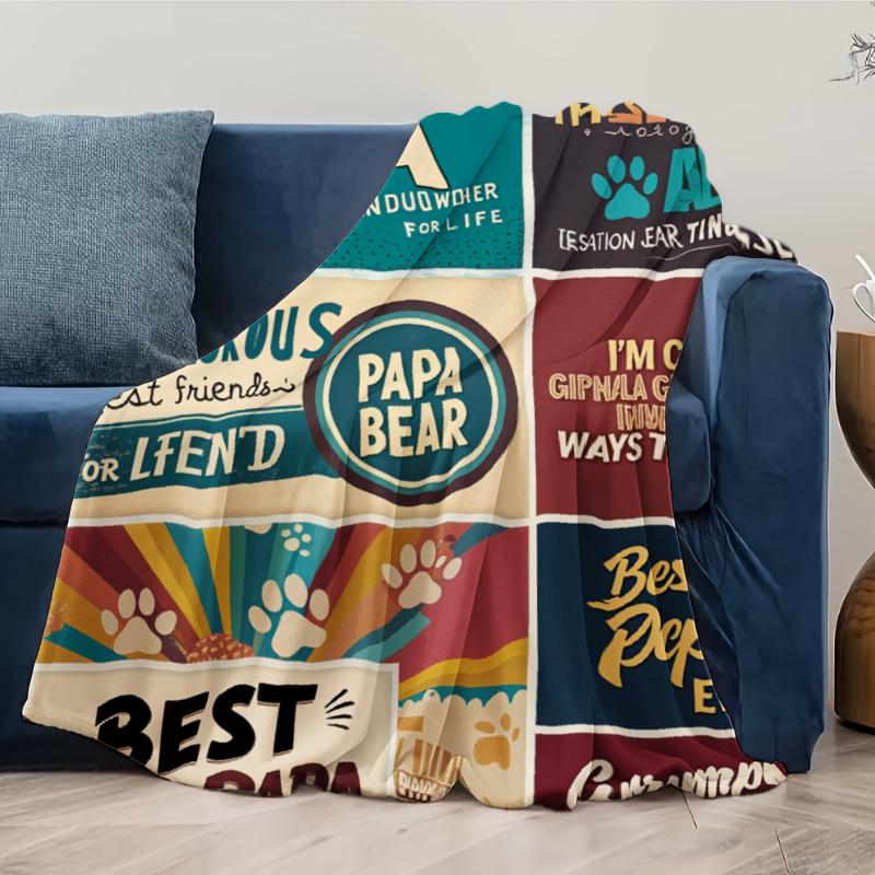 Protective Animal Bear Spliced Pattern Blanket Grpa's Gift to Grson Flannel One Piece Cozy Gift for Papa Bear Camping Picnic Chair Set Ceramic Christmas Coffee Mug with Lid Tree Straw