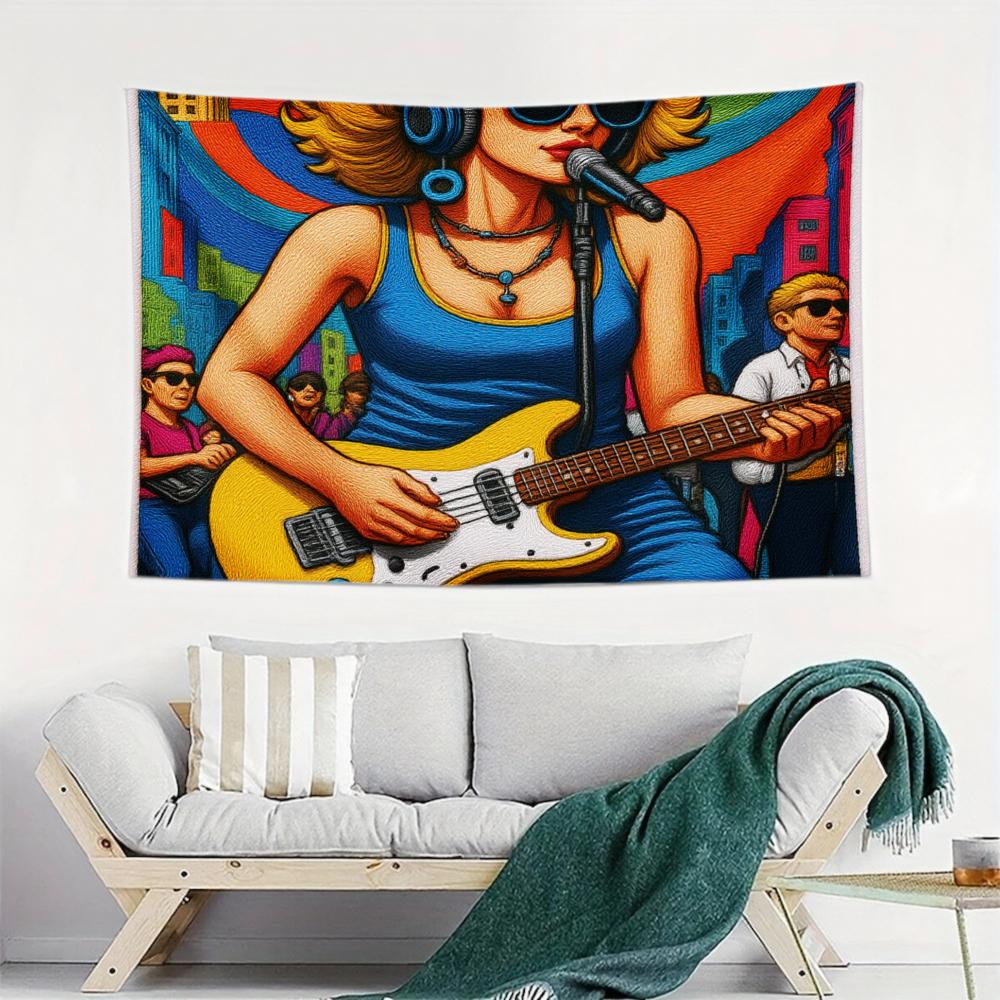 Guitar Player Tapestry - Urban Wall Art