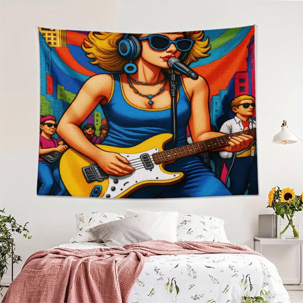 Guitar Player Tapestry - Urban Wall Art