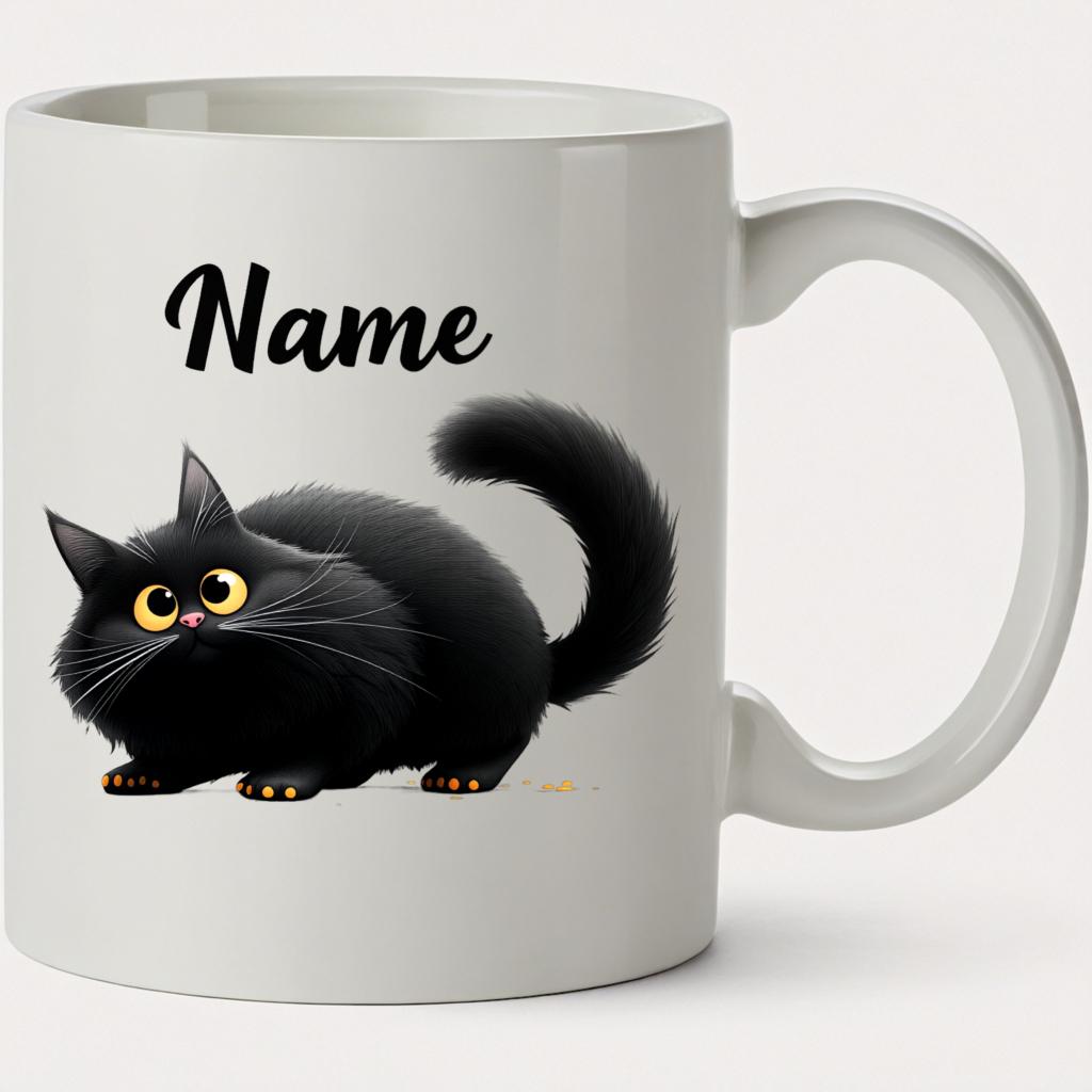 Custom Black Cat Mug - Ceramic Gift Cup