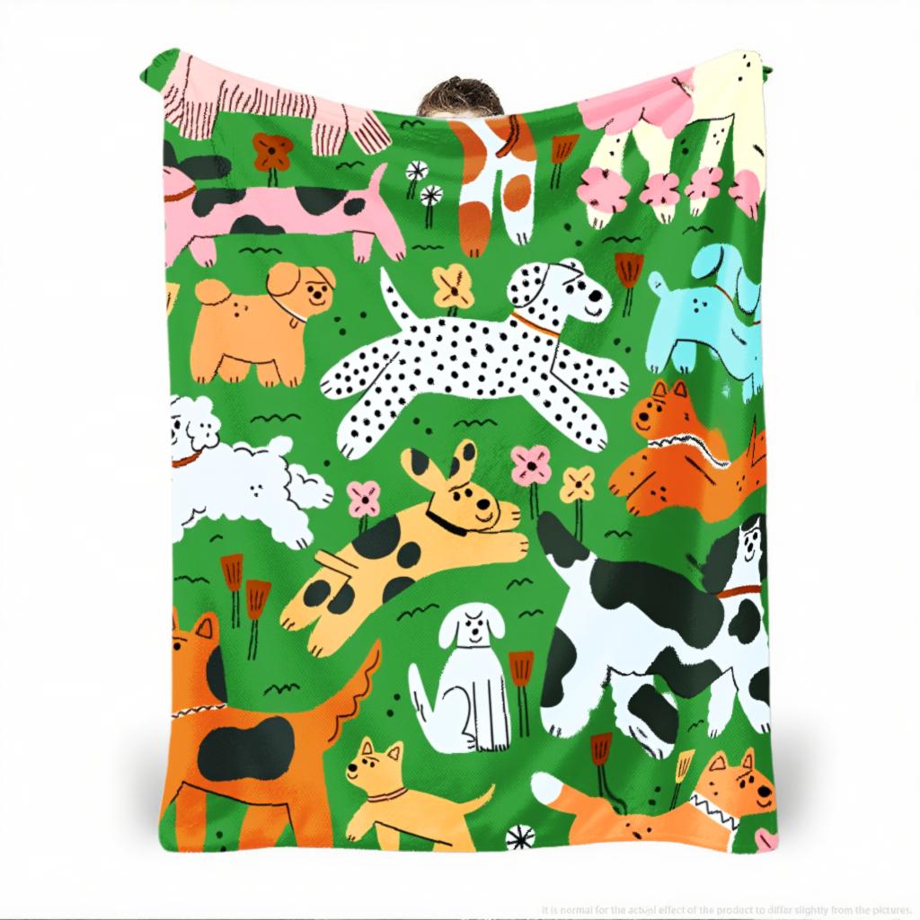 Dog Pattern Blanket - Jacquard Woven
