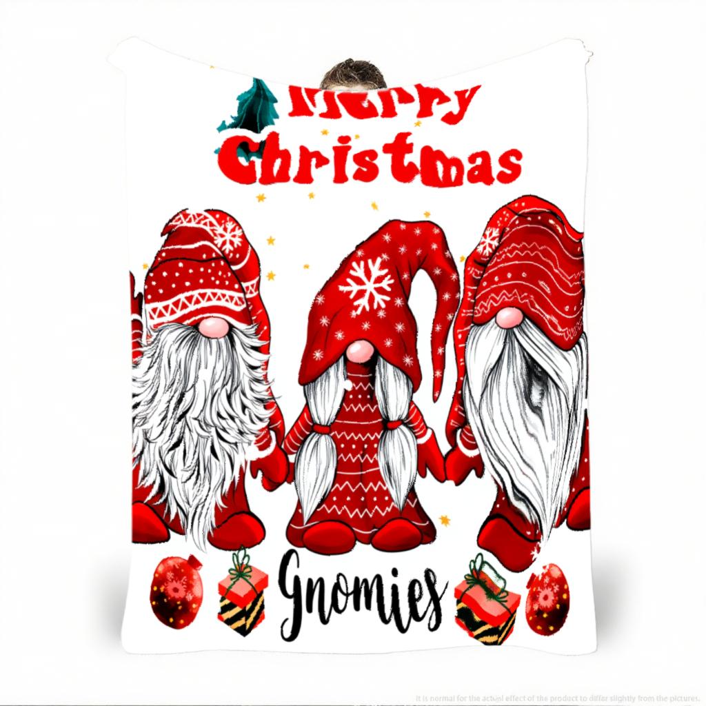 Cozy Christmas Santa Claus Print Blanket Lightweight Flannel Throw For Sofa Bed Travel Camping Living Room Office Couch Chair And Bed Digital Printing Fleece Blanket With Soft And Warm Flannel Fabric Gifts For Family Or Friends dwarf  blanket Picnic Set