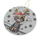 Reindeer Kitten Ornament - Ceramic Decor