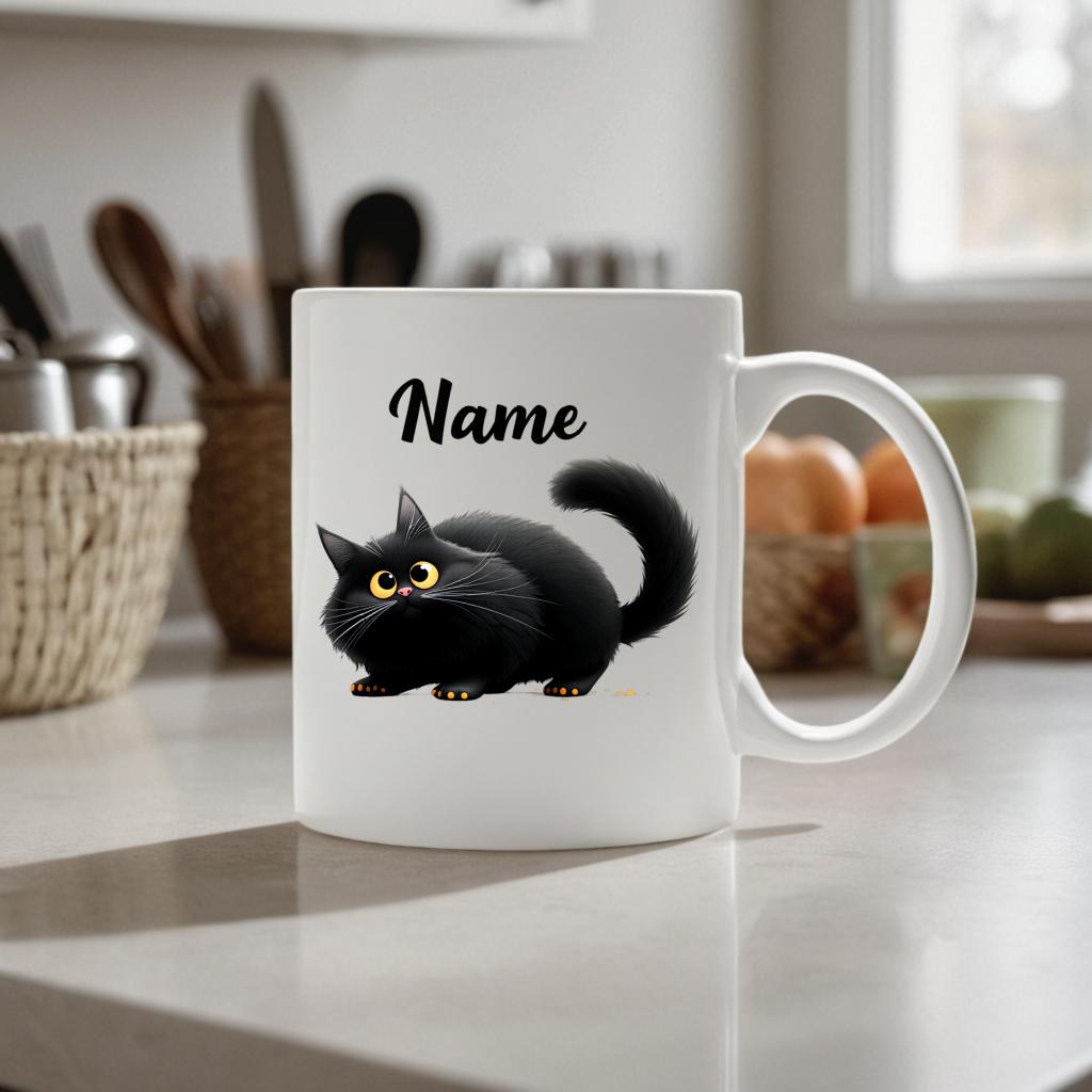 Custom Black Cat Mug - Ceramic Gift Cup