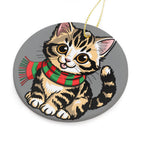 White Cat Ornament - Festive Ceramic