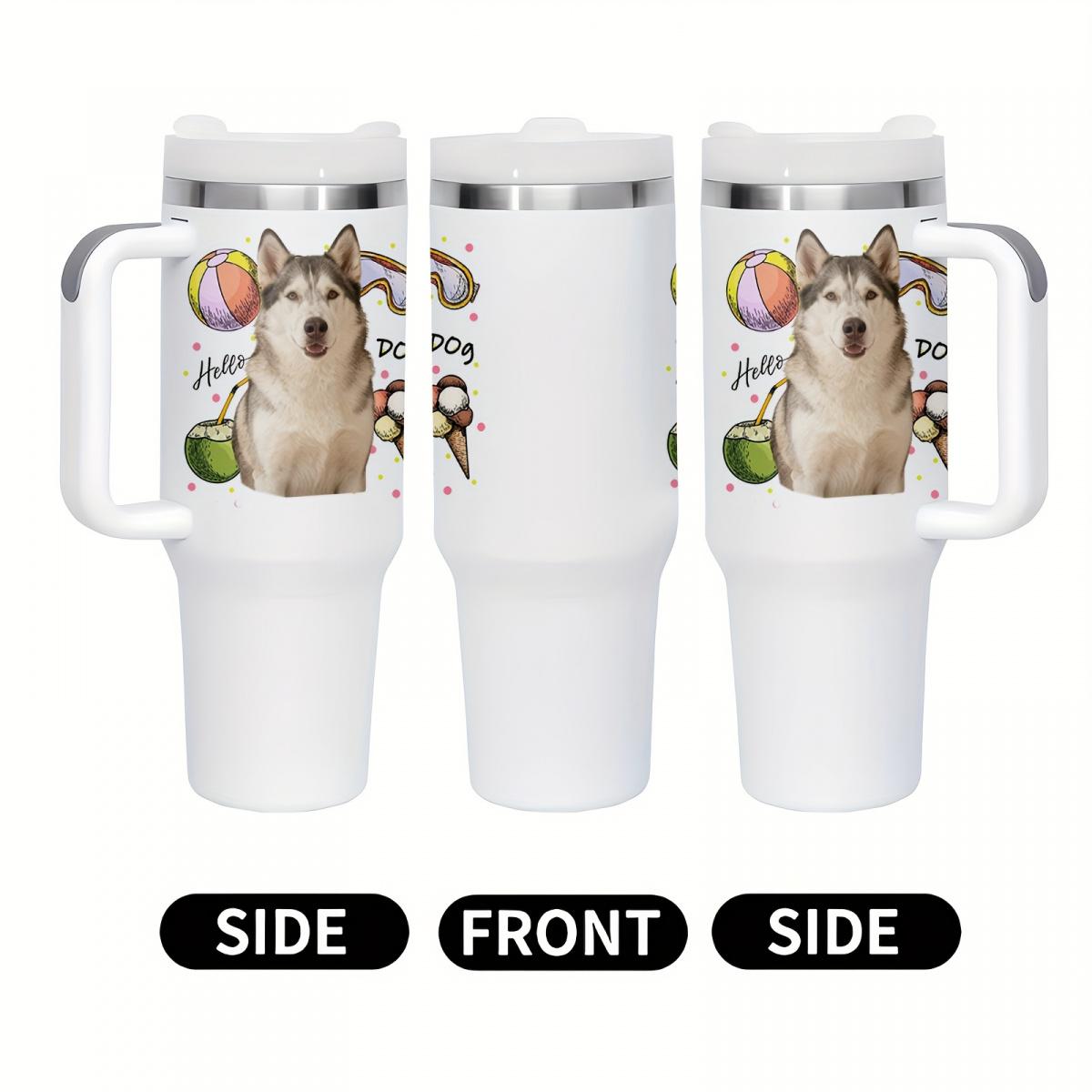 Personalized Pet Custom 40oz Handle Car Cup Insulated Stainless Steel Leakproof Travel Mug Reusable Coffee Cup for Outdoor Camping Driving Birthday Gift Portable