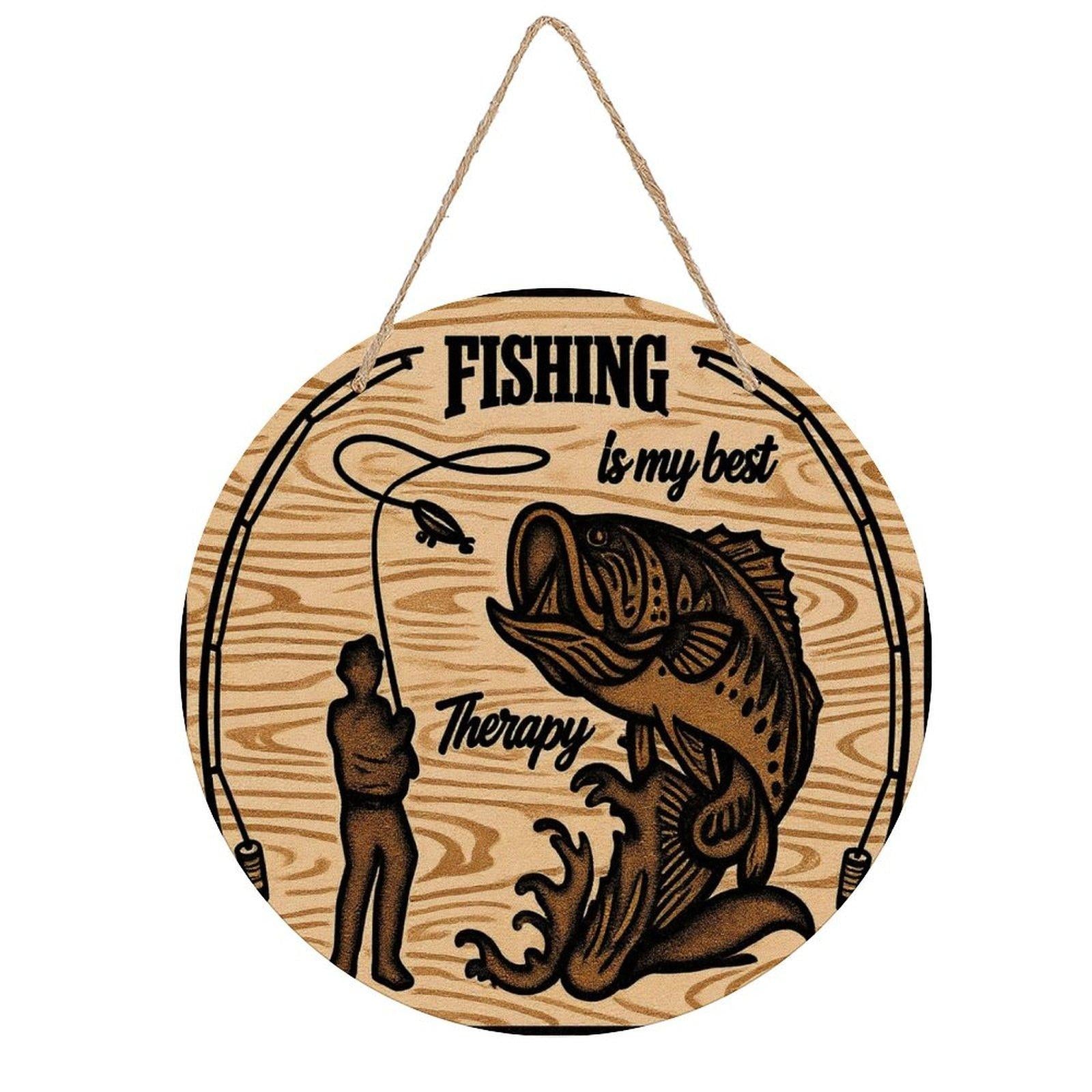Fishing Wall Art - Round Wood Plaque