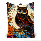 Retro Owl Thin Blanket Lightweight Flannel Throw For Sofa Bed Travel Camping Livingroom Office Couch Chair And Bed Digital Printing Fleece Blanket With Soft And Warm Flannel Fabric Picnic Set Ceramic Christmas Coffee Mug Lid Tree Straw