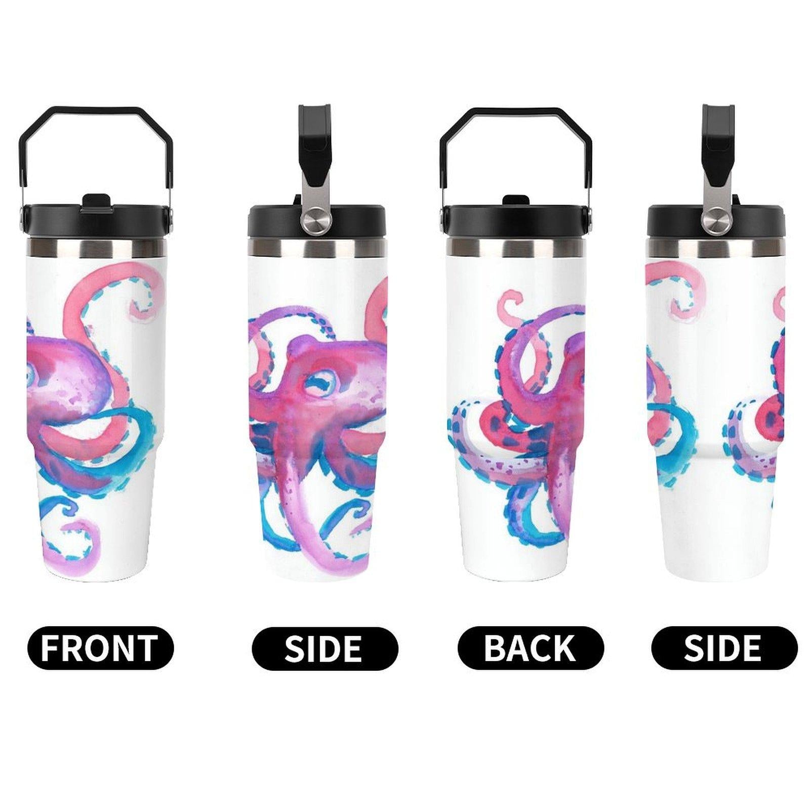 Large Capacity Car Cup Obstruct with Octopus Design Secure Handle for Easy Transport Ideal for Long Drives and Extended TripsCar cup-thermal mug-customizable patterns Camping Picnic Chair Blanket Setthermal mug Christmas Tree Ceramic Mug Straw