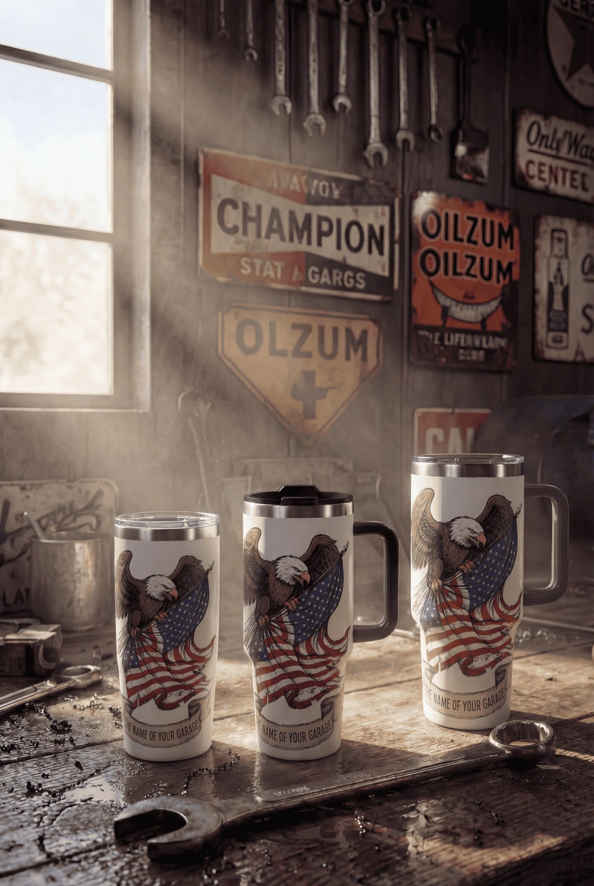 Personalized American Flag Tumbler with Eagle design