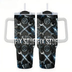 Faux Laser Engraved Mechanic Tumbler - 20/30/40oz Stainless Steel Travel Mug - "Diesel Power" Industrial Design - Rugged Gift for Men