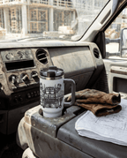 Faux Laser Engraved Trucker Tumbler - 20/30/40oz Stainless Steel Travel Mug - "Diesel Power" Industrial Design - Rugged Gift for Men