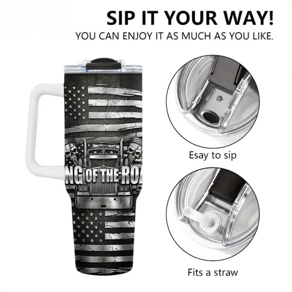 Faux Laser Engraved Trucker Tumbler - 20/30/40oz Stainless Steel Travel Mug - "Diesel Power" Industrial Design - Rugged Gift for Men