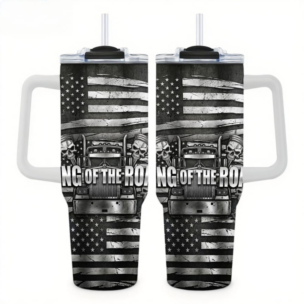 Faux Laser Engraved Trucker Tumbler - 20/30/40oz Stainless Steel Travel Mug - "Diesel Power" Industrial Design - Rugged Gift for Men