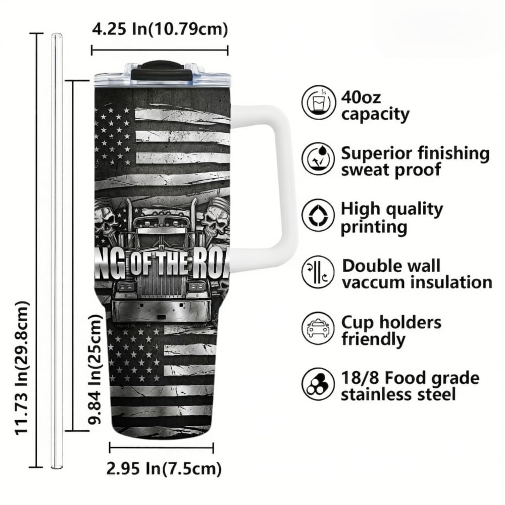 Faux Laser Engraved Trucker Tumbler - 20/30/40oz Stainless Steel Travel Mug - "Diesel Power" Industrial Design - Rugged Gift for Men
