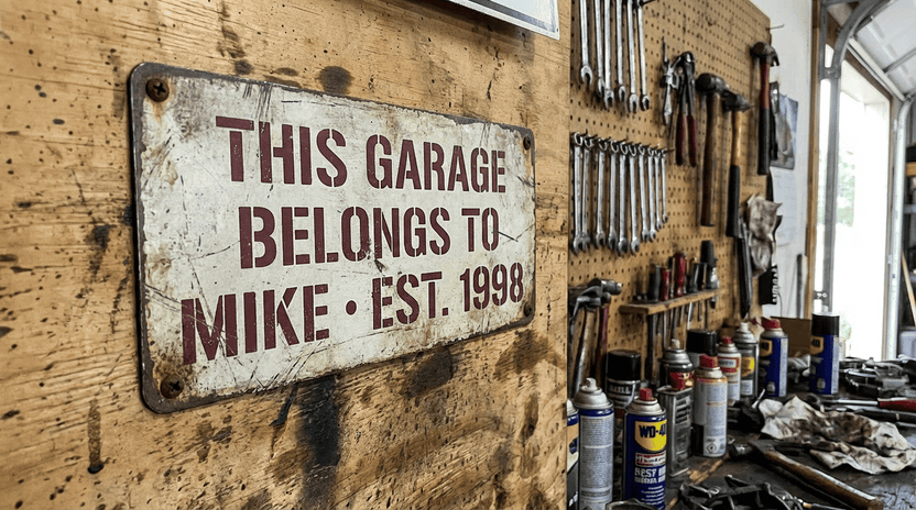 Hardworking Sign This Garage Belongs to a Hardworking Man | Personalized Metal Sign ...