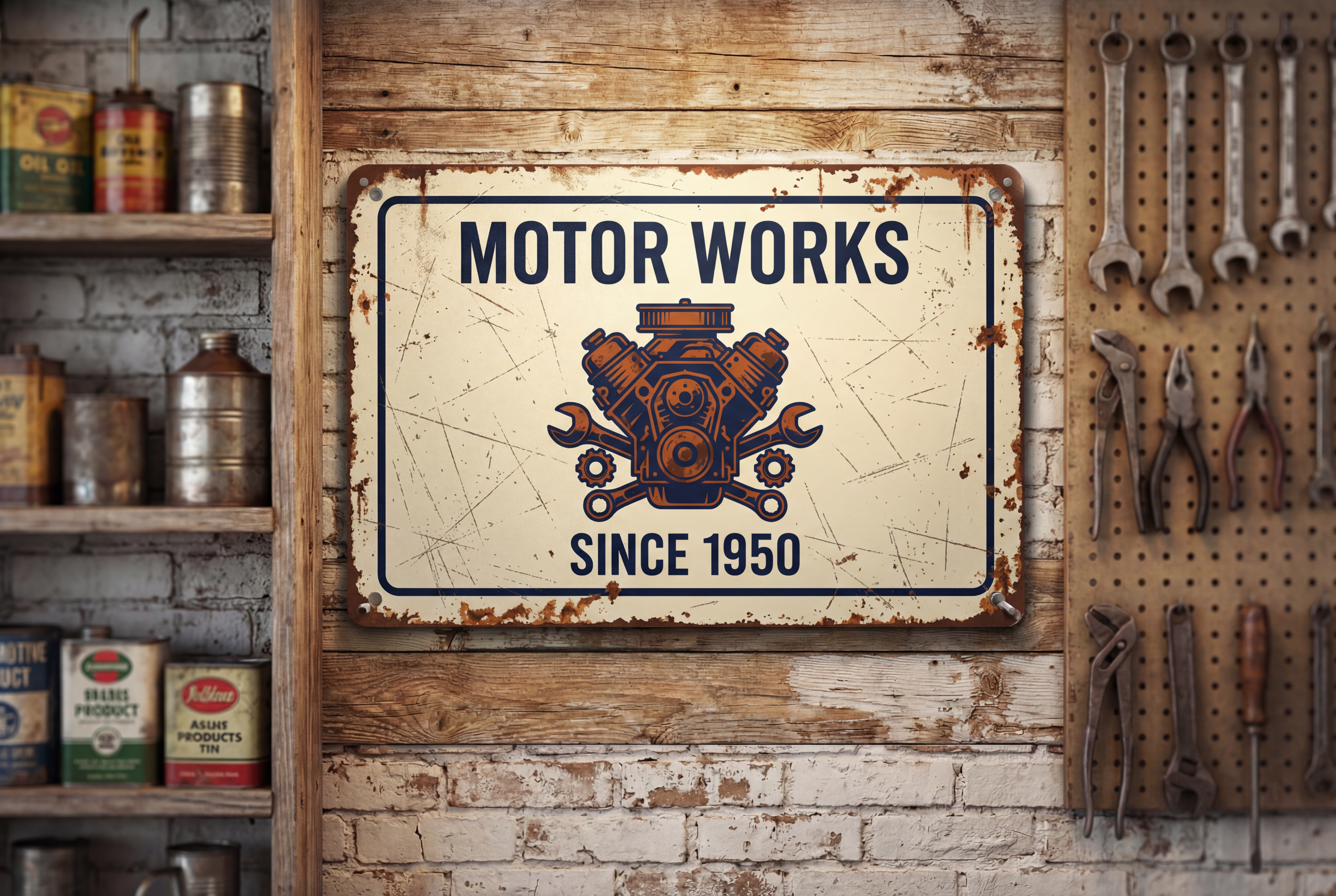 Personalized "Heritage Garage" Metal Sign - Custom Name & Year - Vintage Auto Repair Shop Decor - Heavy Duty Aluminum Gift for Mechanics