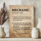 Funny Mechanic Definition Framed Poster - Ultimate Garage & Man Cave Decor - Unique Appreciation Gift for Car Guys, Auto Techs, and Dads