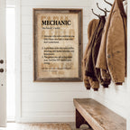 Funny Mechanic Definition Framed Poster - Ultimate Garage & Man Cave Decor - Unique Appreciation Gift for Car Guys, Auto Techs, and Dads