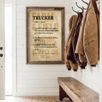Trucker Definition Wall Art - Funny Truck Driver Gift & Home Decor - "King of The Road" Framed Print for Dad, Husband, or Long Haulers