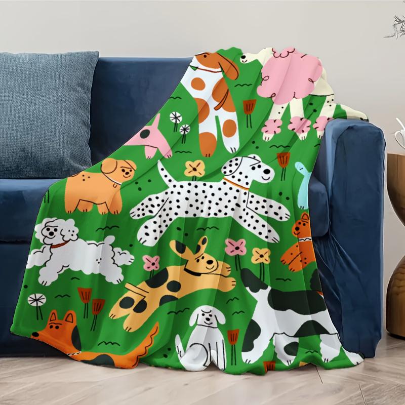Dog Pattern Blanket - Jacquard Woven