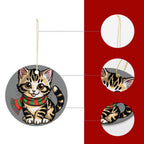 White Cat Ornament - Festive Ceramic
