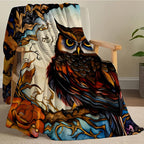 Retro Owl Thin Blanket Lightweight Flannel Throw For Sofa Bed Travel Camping Livingroom Office Couch Chair And Bed Digital Printing Fleece Blanket With Soft And Warm Flannel Fabric Picnic Set Ceramic Christmas Coffee Mug Lid Tree Straw