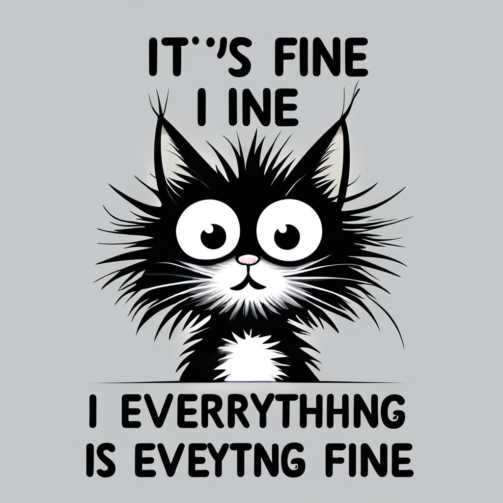 Stainless Steel Tumbler With Handle Silver Cat Design Its Fine I Am Everything Fine For Everyday Use Car Cup Thermal Mug Customizable Pattern Portable