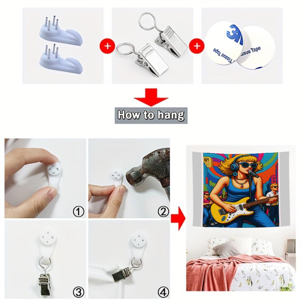 Wall Tapestry Blue Woman Playing Guitar With Microphone Urban Background For Living Room Bedroom Decor Artistic Element Camping Picnic Chair and Blanket Set Christmas Tree Ceramic Mug Straw artistic style