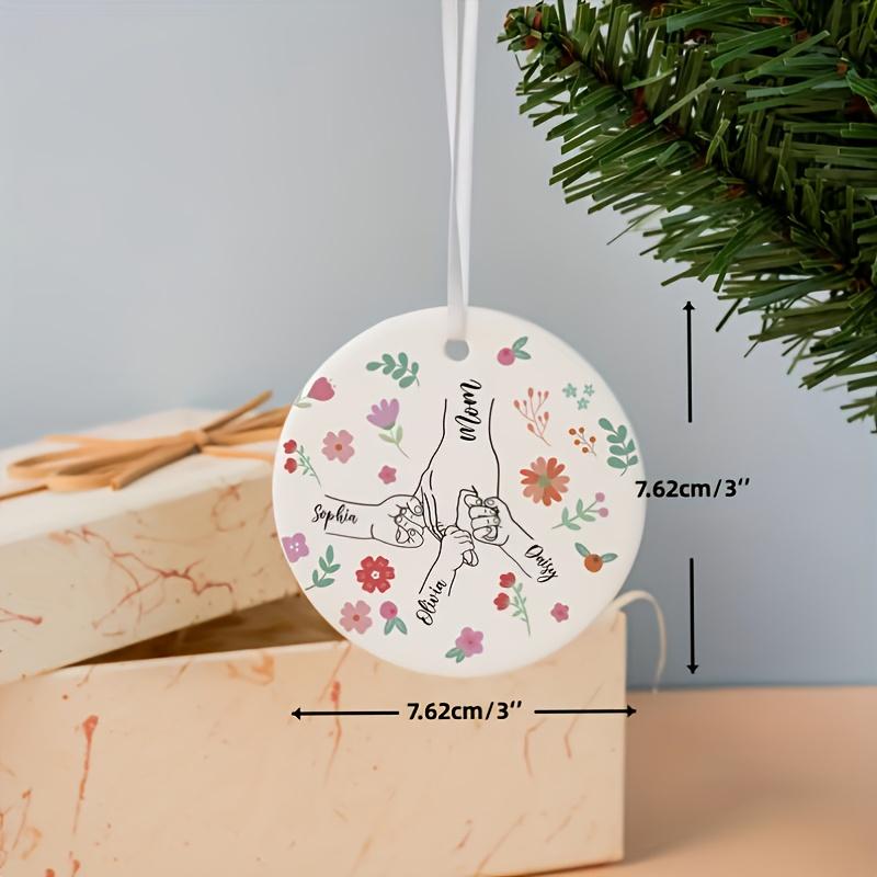 Personalized Family of Three 2025 Ceramic Christmas Ornament - Custom New First Christmas Keepsake with Names (Mom, Dad,) - Footprint Option - Durable Hanging Decoration for & Tree Camping Picnic Chair and Blanket Set Coffee Mug Lid Straw